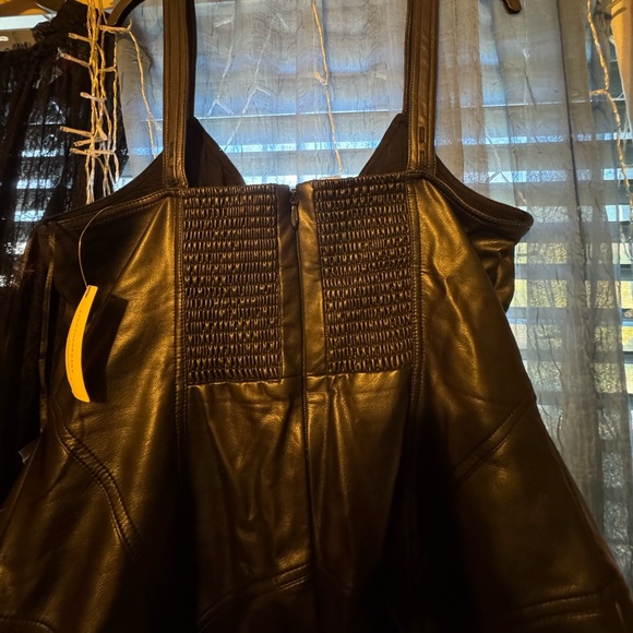 Anthropologie Pilcro sleeveless black faux leather corset midi dress size L - Picture 11 of 16